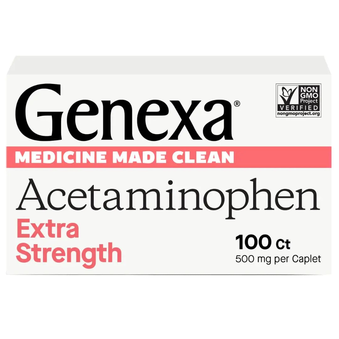 Genexa Clean Acetaminophen 500mg Extra Strength, Dye Free Pain Reliever Fever Reducer, 0% Artificial Additives, Pain Medicine for Adults, Relieves Headache, Backache, Minor Arthritis Pain, 100 Tablets Genexa uk supplements