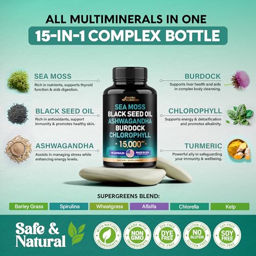 Irish Sea Moss | Black Seed Oil | Ashwagandha | Burdock | Chlorophyll | Supergreens NUTRAHARMONY uk supplements