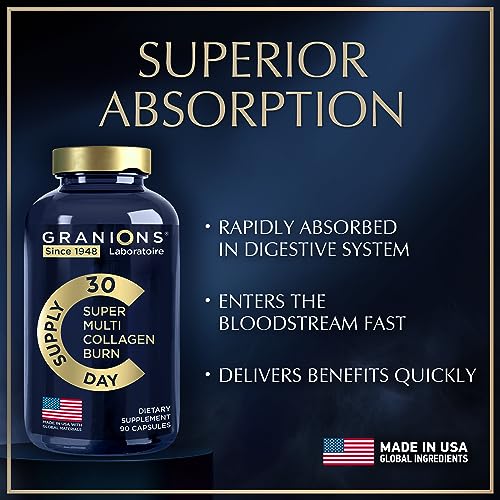 Thermogenic Hydrolyzed Collagen Burn - Hyaluronic Acid, Vitamin C, Multi Collagen Complex Granions uk supplements