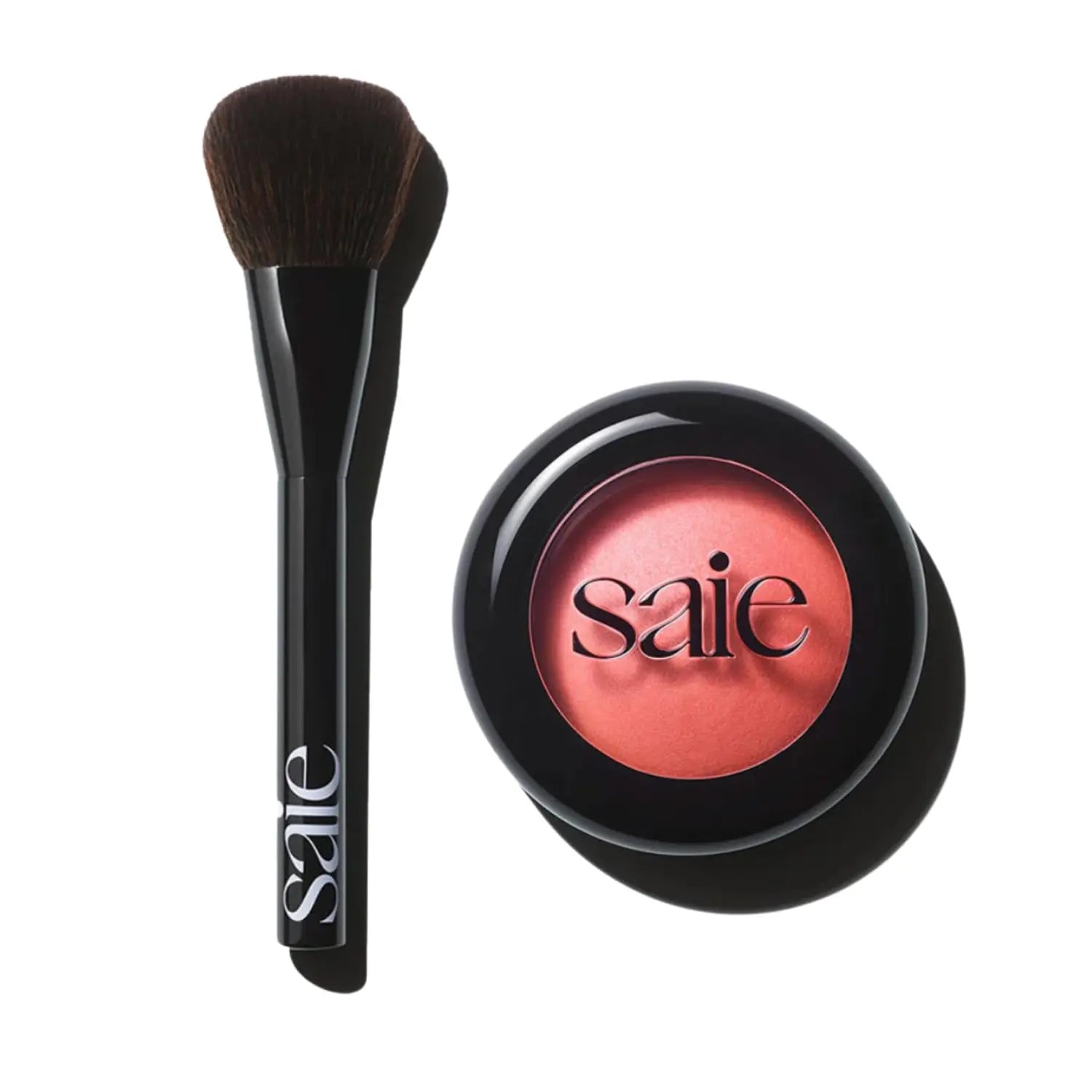 Saie Blush & Brush Duo - SuperSuede Baked Blush in Stella (.01 oz) & Powder Blush Brush - Talc-Free, Moisturizing Blush with Vegan, Fluffy Brush for Seamless Application Saie uk supplements