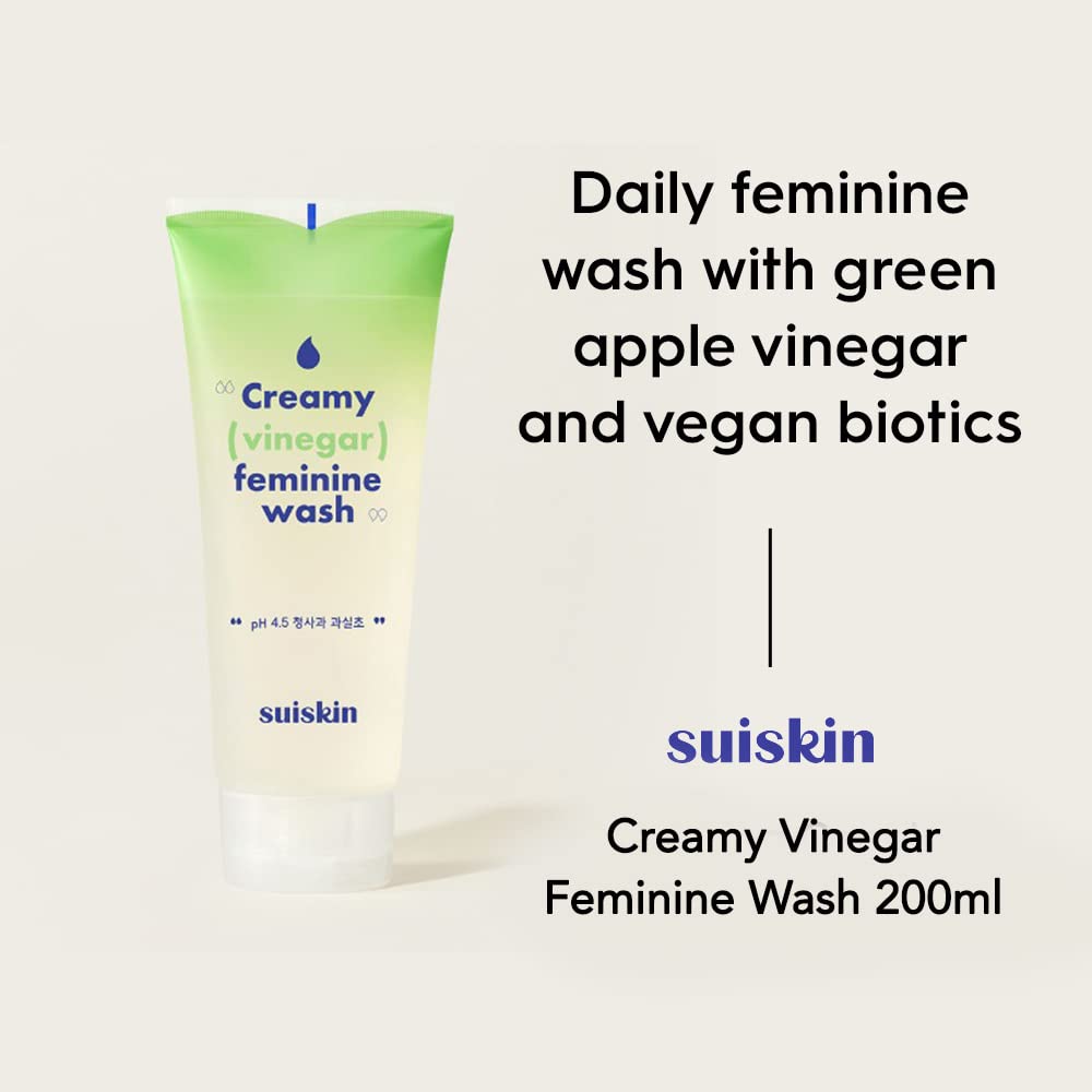 Suiskin Green Apple Vinegar Feminine Wash | Removes odor, pH balanced with Vegan Probiotics, Fragrance-free Suiskin uk supplements