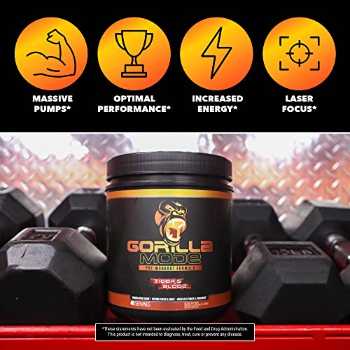 Gorilla Mode Pre Workout - Massive Pumps · Laser Focus · Energy · Power - L-Citrulline Gorilla Mind uk supplements
