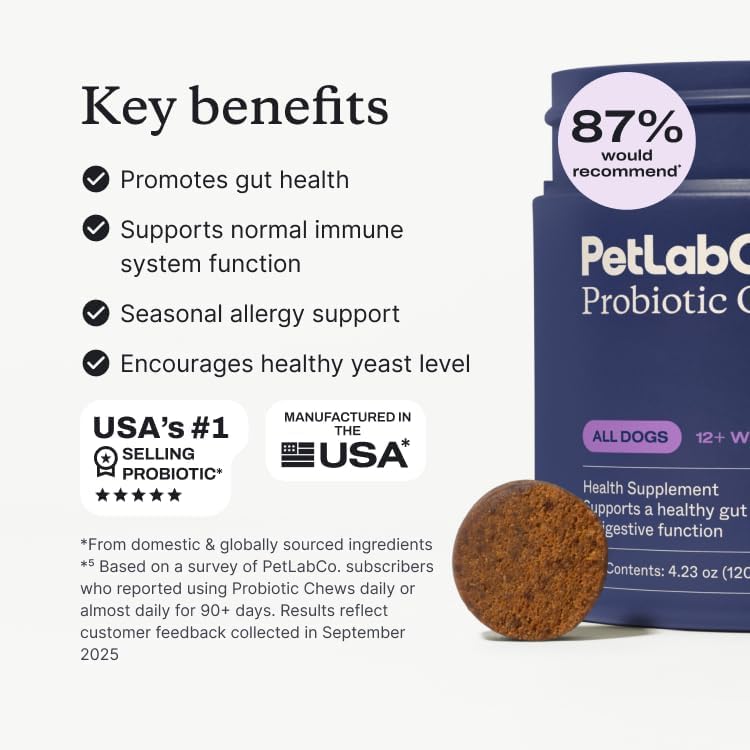 PetLab Co. Probiotics for Dogs, Support Gut Health, Occasional Diarrhea, Digestive Health & Seasonal Allergies - Salmon Flavor - Packaging May Vary - 30 Soft Chews PetLab Co. uk supplements