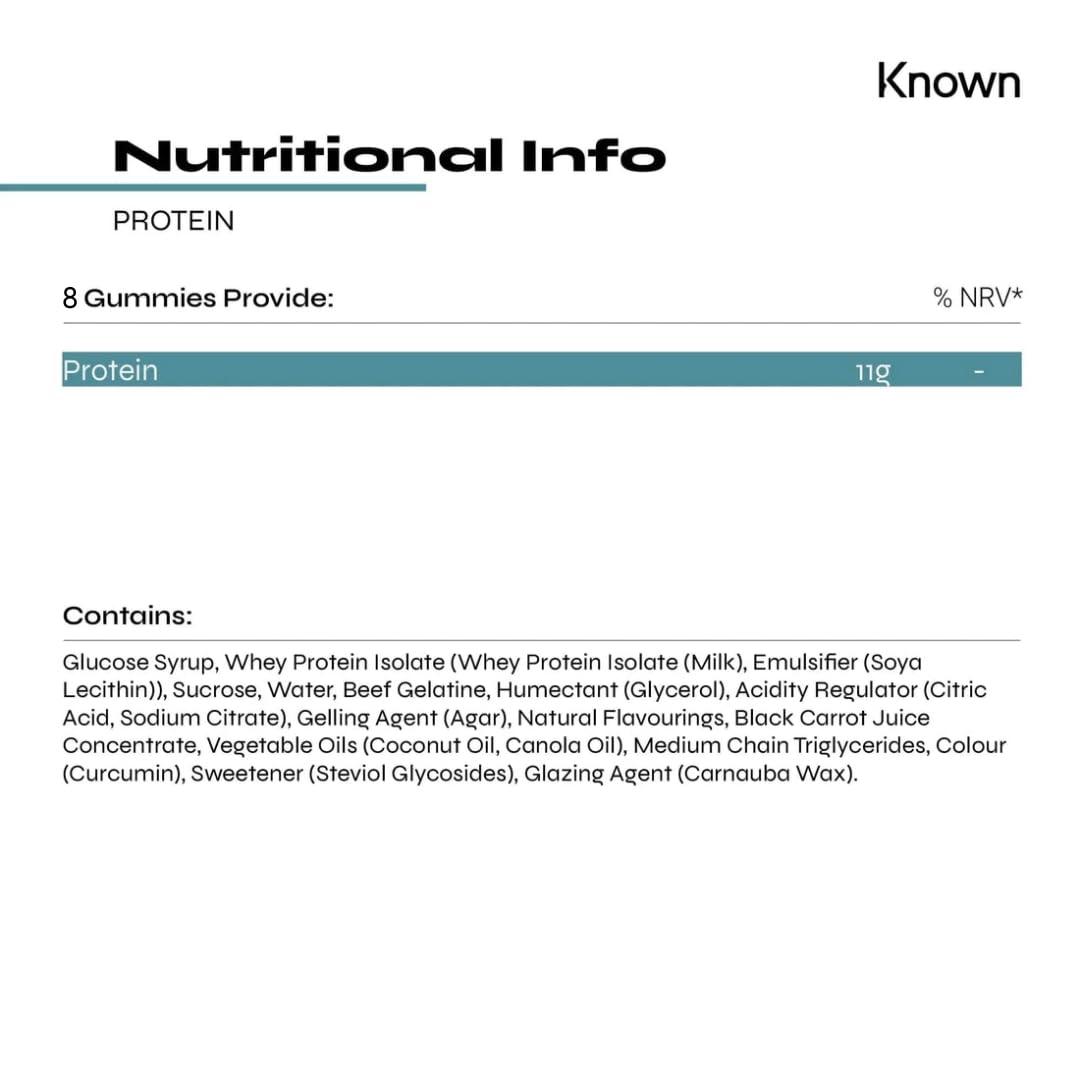 Protein 11g Gummies by Known Nutrition | Help Build and Maintain Healthy Muscle Mass Known uk supplements