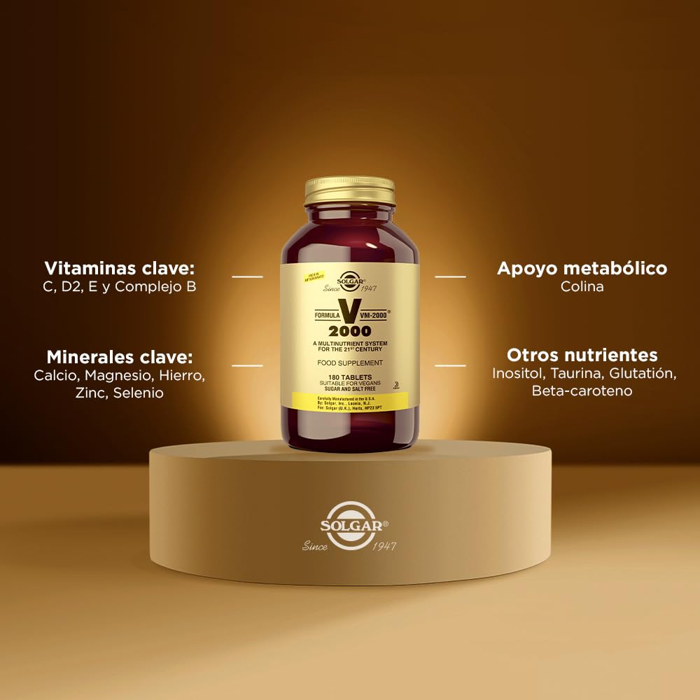 Solgar Formula VM-2000 (Multinutrient System), 180 Tablets - Premium Quality Multiple - Contains Zinc - Supports A Healthy Immune System - Vegan, Dairy Free, Kosher - 90 Servings Solgar uk supplements