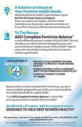 AZO Complete Feminine Balance Daily Probiotics for Women, Clinically Proven to Help Protect Vaginal Health AZO uk supplements