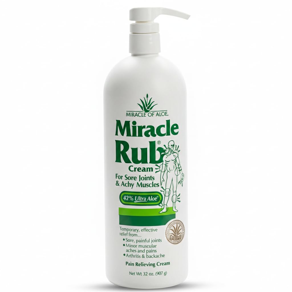 Miracle of Aloe Miracle Rub Pain Relieving Cream 32 oz, Fast & Effective Relief for Arthritis, Muscle, and Joint Pain - Maximum Strength UltraAloe Formula, Topical Analgesic Miracle of Aloe uk supplements