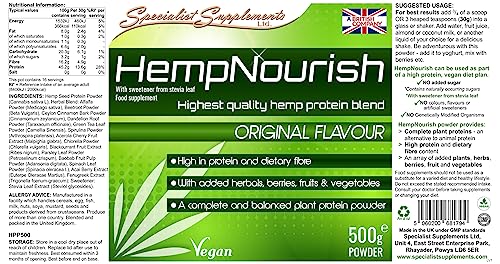 Specialist Supplements HempNourish Protein Powder 500g Specialist Supplements uk supplements