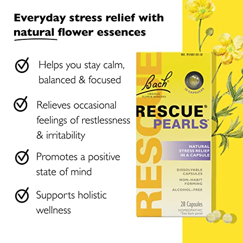Bach RESCUE PEARLS, Natural Orange Vanilla Flavor, Natural Stress Relief, Homeopathic Flower Essence RESCUE uk supplements