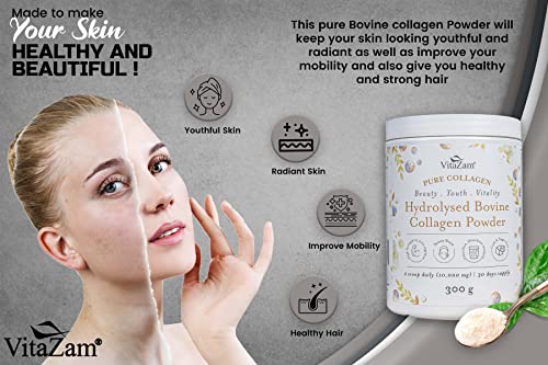 Vitazam Bovine Collagen Peptides - Hydrolyzed Type 1 & 3 Collagen Powder Protein Supplement for Healthy VitaZam uk supplements