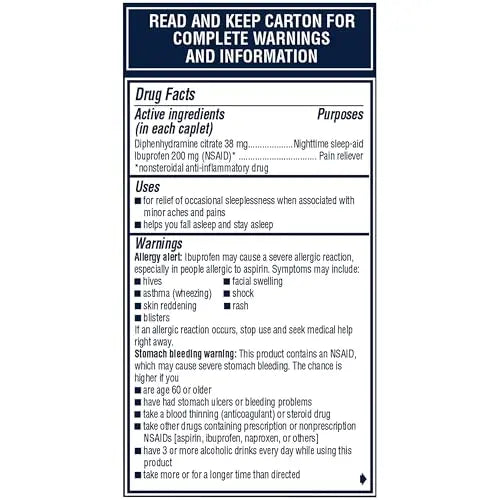 Advil PM Pain Reliever and Nighttime Sleep Aid, Pain Medicine with Ibuprofen for Pain Relief and Diphenhydramine Citrate for a Sleep Aid - 80 Coated Caplets Advil uk supplements