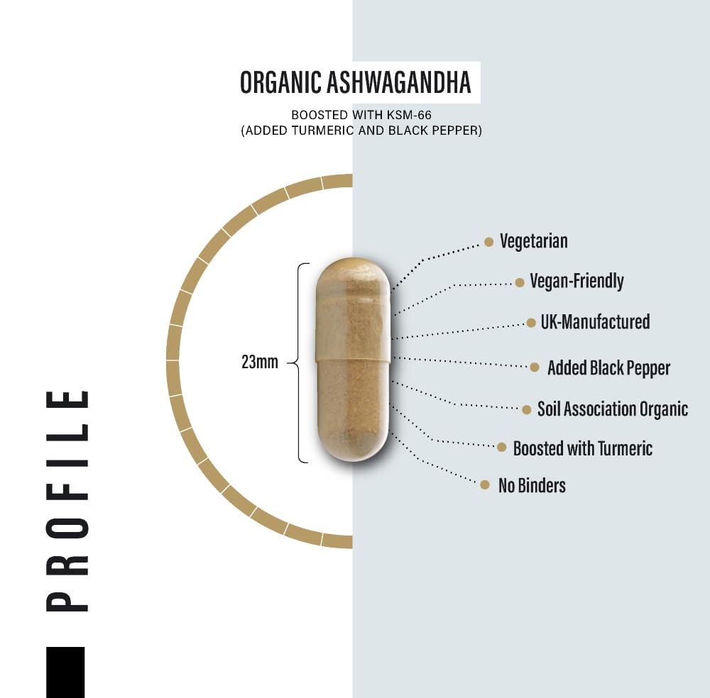 Organic Ashwagandha Capsules 1200mg Boosted with 100mg of Organic KSM-66 SS Sport Supplies uk supplements