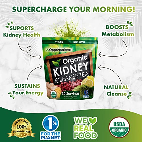 Opportuniteas Organic Kidney Detox Tea- Matcha Green Tea, Cranberry, Lemon & Ginger Opportuniteas uk supplements