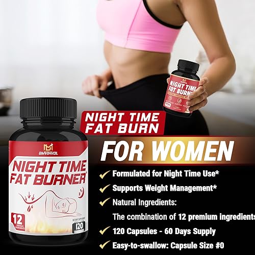 BMVINVOL Night Time Fat Burner 120Capsules, 12-in-1 Powerful Blend of Green Tea BMVINVOL uk supplements