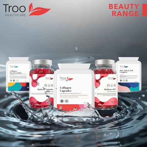 Troo Marine Collagen Supplement - 60 High Strength Capsules 1200mg Serving - Hydrolysed Marine Collagen Peptides with Vitamin C Troo Health Care uk supplements
