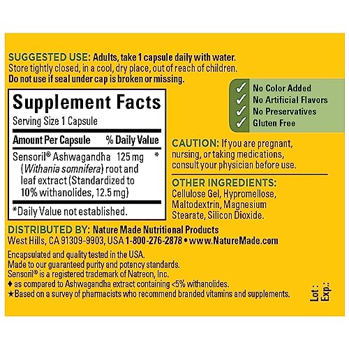Nature Made Ashwagandha Capsules 125mg for Stress Support, 60 Capsules, 60 Day Supply Nature Made uk supplements