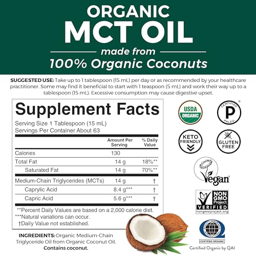 Viva Naturals Organic MCT Oil for Keto Coffee (32 fl oz) - Best MCT Oil Supplement Viva Naturals uk supplements