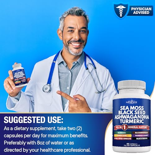 Silica Sea Moss 3000mg Black Seed Oil 2000mg Ashwagandha 1000mg Turmeric 1000mg NEW AGE uk supplements