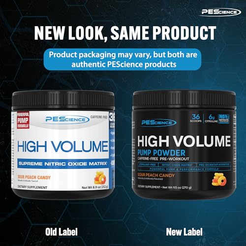 PEScience High Volume Nitric Oxide Booster Pump Pre Workout Powder, Sour Peach Candy PEScience uk supplements