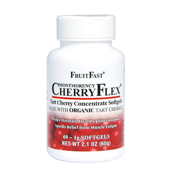 FruitFast CherryFlex 100% Red Tart Organic Cherry Concentrate Supplement - Chewable Softgel - 60 Count - Non-GMO and Gluten Free - Promotes Healthy Joint Function* FruitFast uk supplements