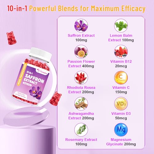 VZOXAINS 2 Pack Saffron Supplement Gummies, Sugar Free Saffron Extract with Magnesium VZOXAINS uk supplements