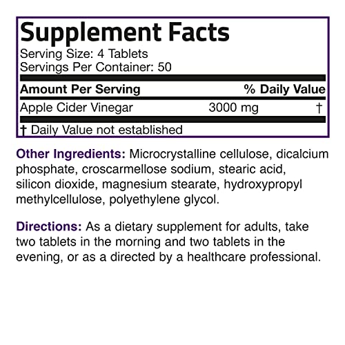 Bronson Apple Cider Vinegar 3000 MG per Serving Extra Strength - Non-GMO, 200 Vegetarian Bronson uk supplements