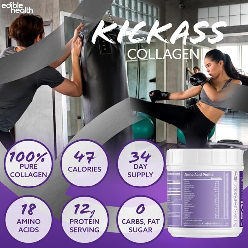 Premium Collagen Powder. Types 1 and 3, Protein Peptides, 18 Amino Acids. 400g. Edible Health uk supplements