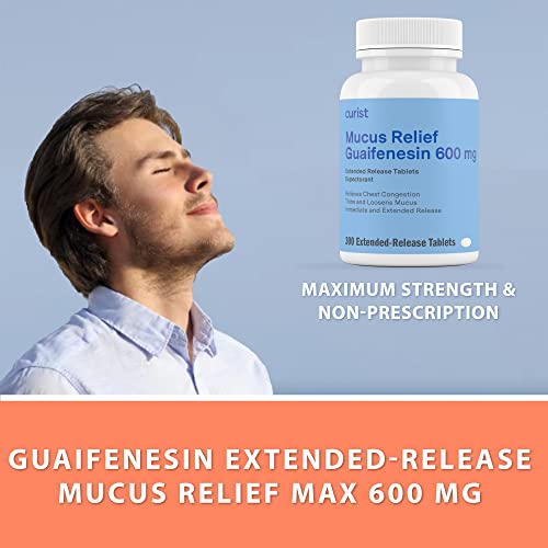 Curist Guaifenesin 600 mg Extended Release Tablets (300 Dye-Free Tablets) - Expectorant Curist uk supplements