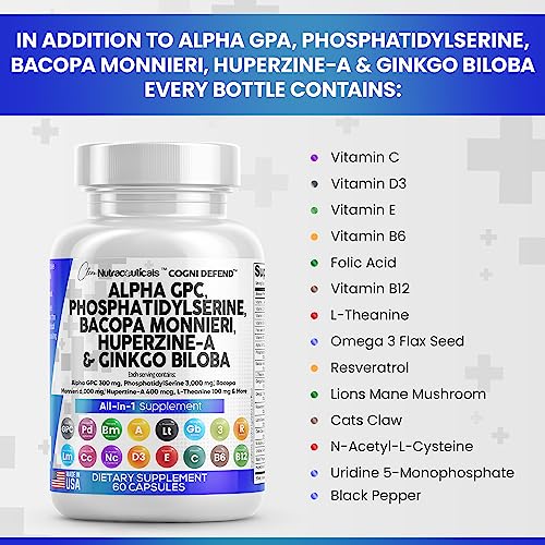 Alpha GPC Choline 300mg Phosphatidylserine 3000mg Bacopa Monnieri Clean Nutraceuticals uk supplements