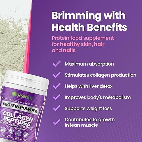 JeaKen - Unflavored Collagen Peptides Powder from Grass-Fed Bovine Sources - Sugar-Free Hydrolyzed Collagen JeaKen uk supplements