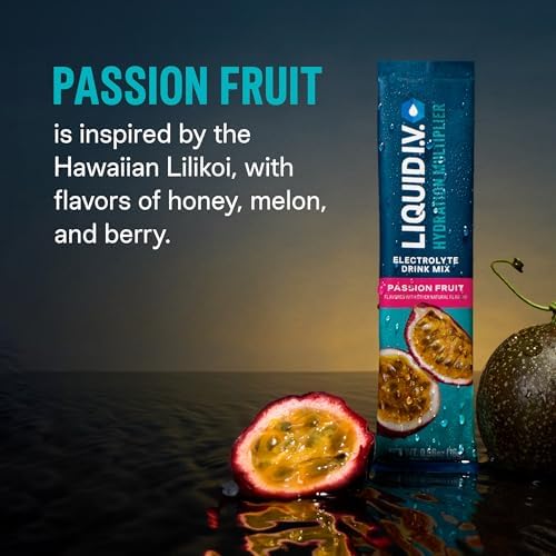 Liquid I.V.® Hydration Multiplier - Passion Fruit | Electrolyte Powder Drink Mix | 1 Pack (16 Servings) Liquid I.V. uk supplements
