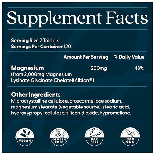 Doctor's Best High Absorption Magnesium Glycinate Lysinate Supplement for Sleep Support - Chelated Magnesium Tablets for Women & Men, 200mg per Serving, Supports Calm & Relaxation, Vegan - 240 Count Doctor's BEST uk supplements