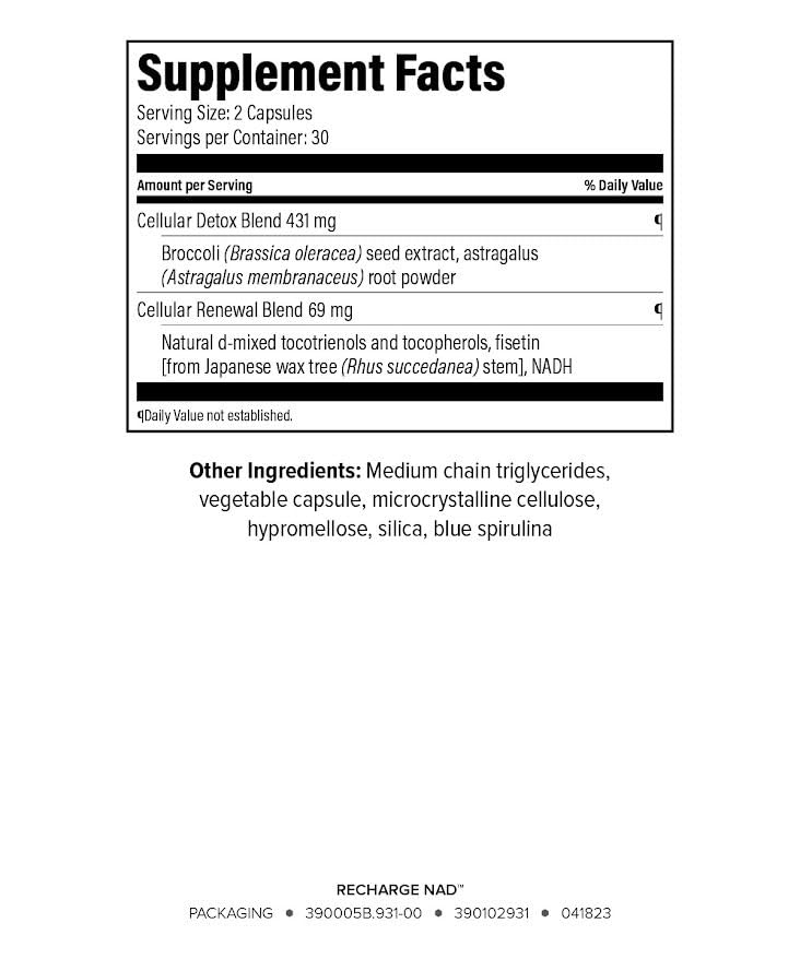 Isagenix Recharge NAD - Cellular Detox, Comprehensive Healthy Aging, and Energy Support - 1 Bottle - 60 ct Targeted Release Capsules Isagenix uk supplements