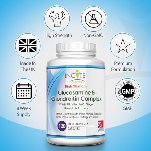 Glucosamine and Chondroitin High Strength Complex with MSM, Vitamin C, Ginge Incite Nutrition uk supplements