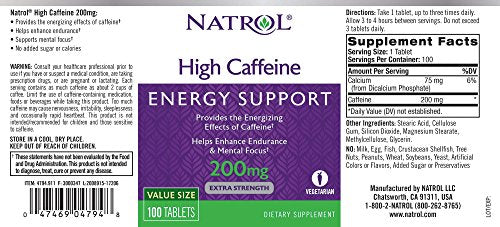 Natrol High Caffeine Tablets, Energy Support, Helps Enhance (Pack of 12) Natrol uk supplements