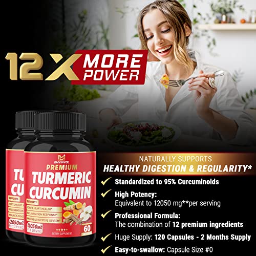 (2 Packs) Premium Turmeric Curcumin Supplement 12050mg with Ginger, Apple Cider Vinegar BMVINVOL uk supplements