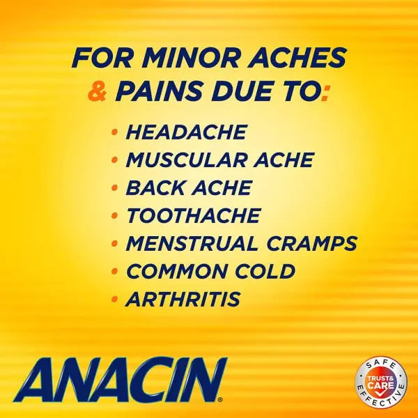 Anacin Fast Pain Relief Pain Reducer Aspirin Tablets, 200 Tabs (Value Pack of 2) ANACIN uk supplements