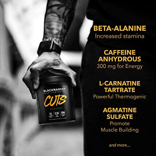 BLACKMARKET CUTS Pre Workout - Flavored Energy Powdered Drink Mix for Men BLACKMARKET uk supplements