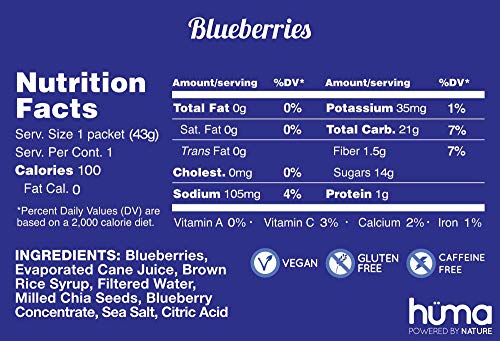 Huma Chia Energy Gel, Blueberries, 12 Gels - Premier Sports Nutrition HÜMA CHIA ENERGY GEL uk supplements