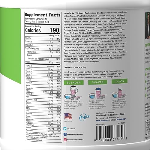 Lean1 Strawberry, 15 Serving tub, Fat Burning Meal Replacement by Nutrition53 N53 uk supplements