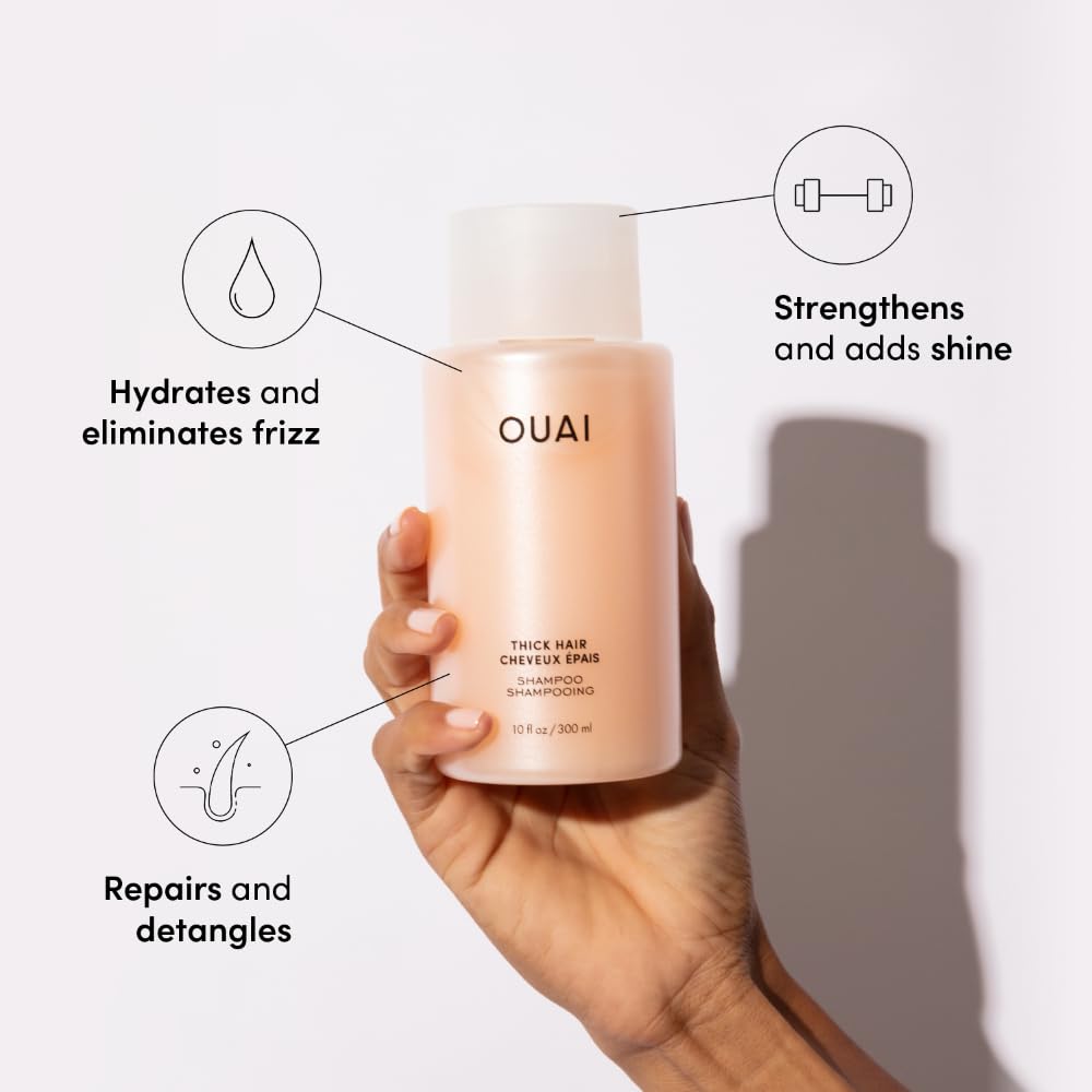 OUAI Thick Hair Shampoo & Conditioner Set, Travel Size - Moisturizing Shampoo & Conditioner - With Keratin, Marshmallow Root, Shea Butter & Avocado Oil - Sulfate, Paraben & Phthalate Free (3 Oz) OUAI uk supplements