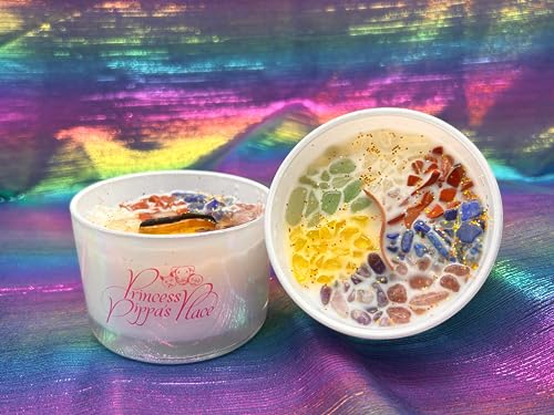 Princess Pippa's Place Healing Candles with Crystals Inside- Natural Soy Wax 7 Stones Crystal Candle Jar Msupps.com uk supplements