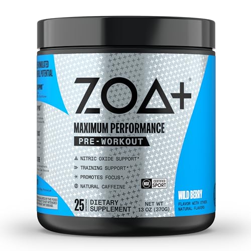 ZOA+ Pre-Workout Powder & Shaker Bottle Bundle, Wild Berry ZOA uk supplements