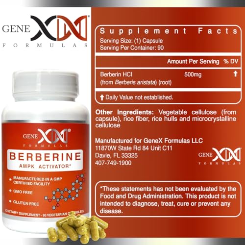 GENEX Berberine HCl 500mg (90 Capsules) | Powerful AMPK Activator, Supports Heart Genex Formulas uk supplements