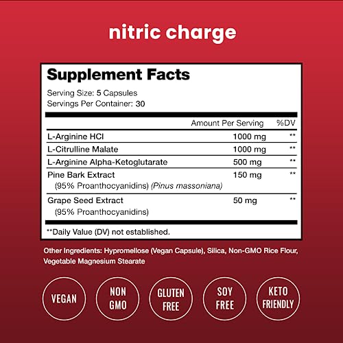 Nitric Oxide Supplement | L-Arginine, L Citrulline Malate, AAKG, Pine Bark, Grape Seed NutraChamps uk supplements
