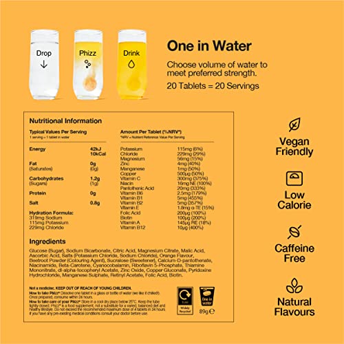 Phizz Electrolytes, Multivitamin & Hydration Tablets - 20 Effervescent Rehydration Electroly Phizz uk supplements