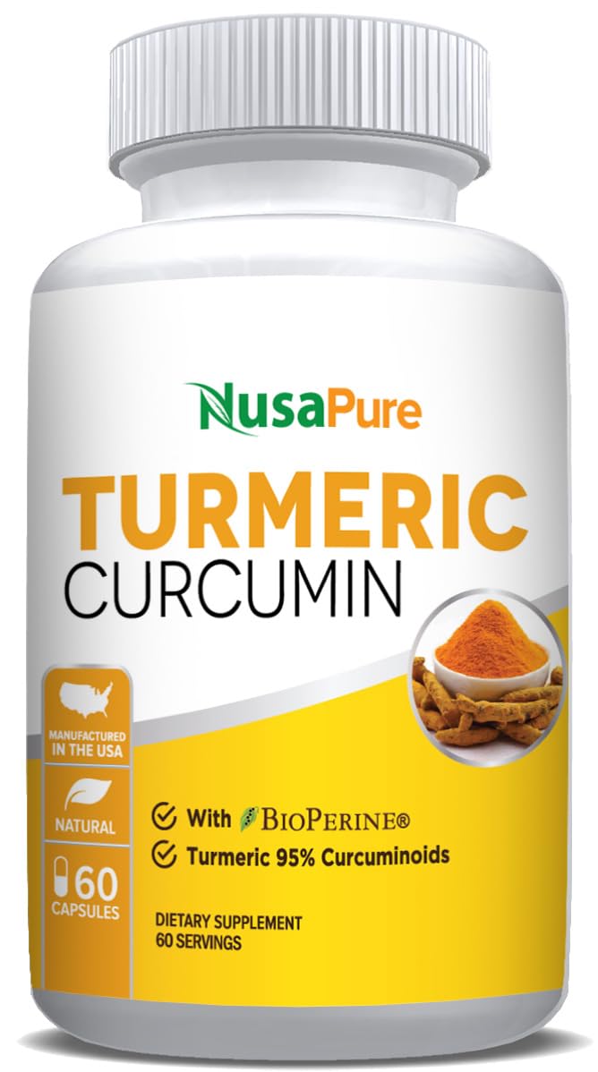 NusaPure Turmeric Curcumin 600 mg 60 Capsules Turmeric 95% Curcuminoids Dietary Supplement NusaPure uk supplements