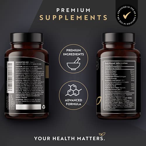 Premium Multi Collagen Protein Capsules with Type I, II, III - Includes Hydrolysed Grass Nutravita uk supplements