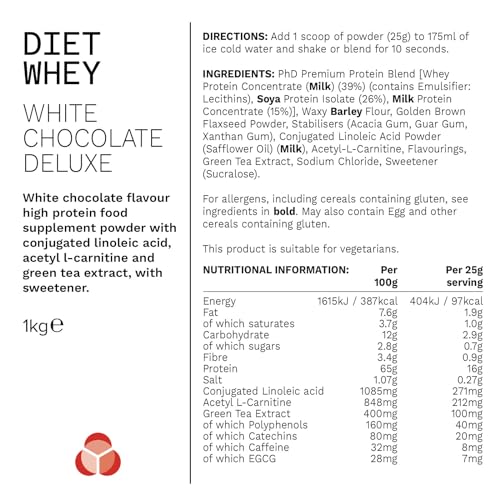 PhD Nutrition Diet Whey Low Calorie Protein Powder, Low Carb, High Protein Lean Matrix PhD uk supplements