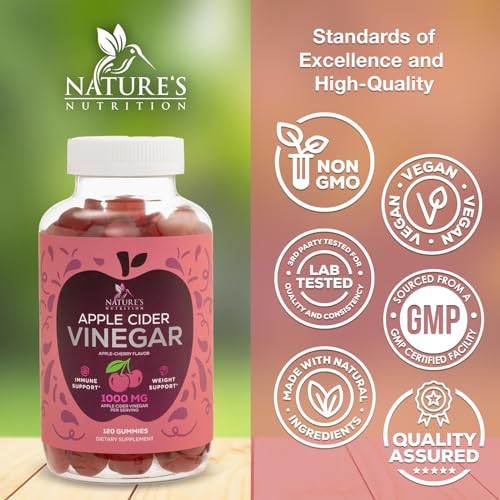 Vegan Apple Cider Vinegar Gummies | Max Strength 1000mg | Gelatin-Free, Vegan, Non-GMO Nature's Nutrition uk supplements